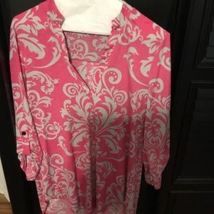 Pink and grey ladies dress shirt